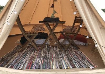 glamping bell tent hire 2 person interior