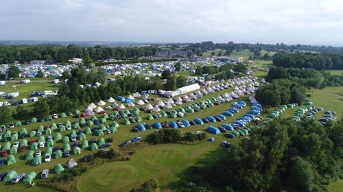 drone image of our silverstone f1 camping site