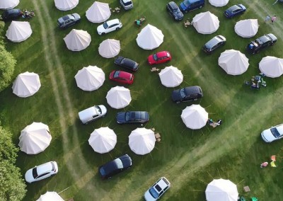 View of intentsGP campsite for the British F1 Grand Prix at Silverstone